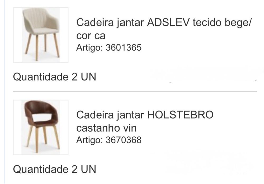 4 Cadeiras - 50€/unid