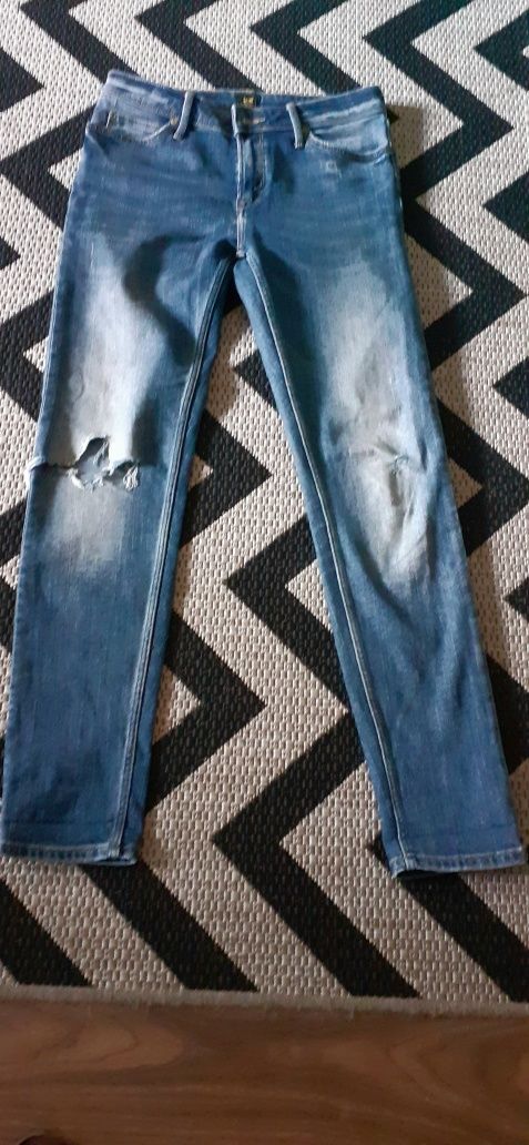 Lee spodnie jeans z przetarciami