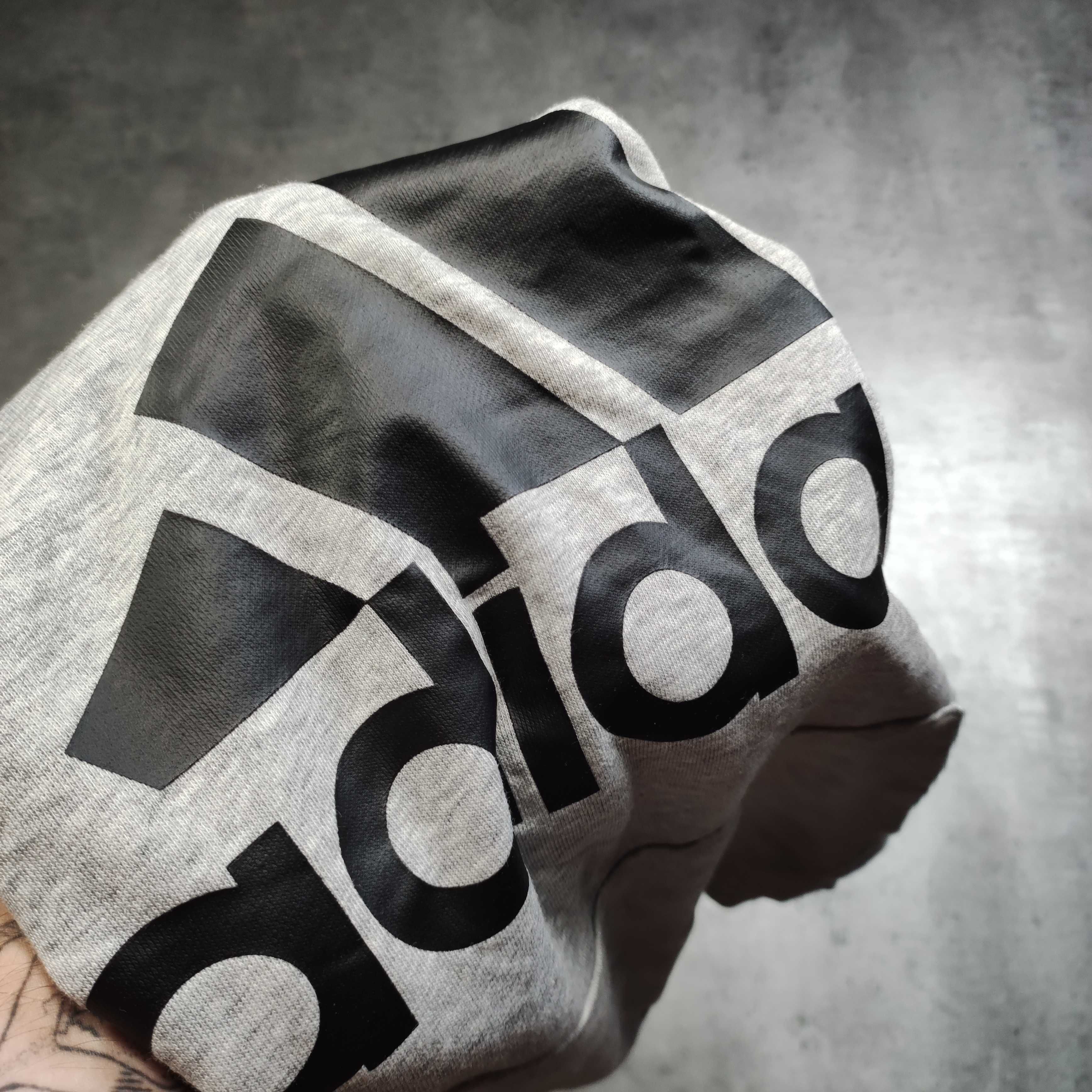 MĘSKA Bluza z Kapturem Klasyk Bawełna hoodie Adidas Duże Logo Casual