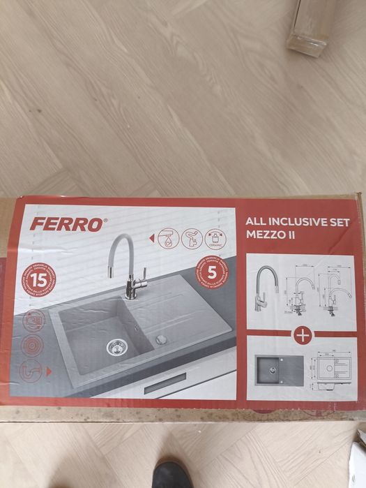 Zlewozmywak kuchenny FERRO MEZZO II – zestaw all inclusive