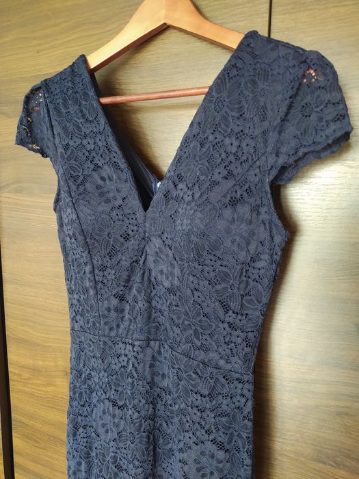 Suknia wieczorowa sukienka balowa długa na wesele studniówkę granatowa