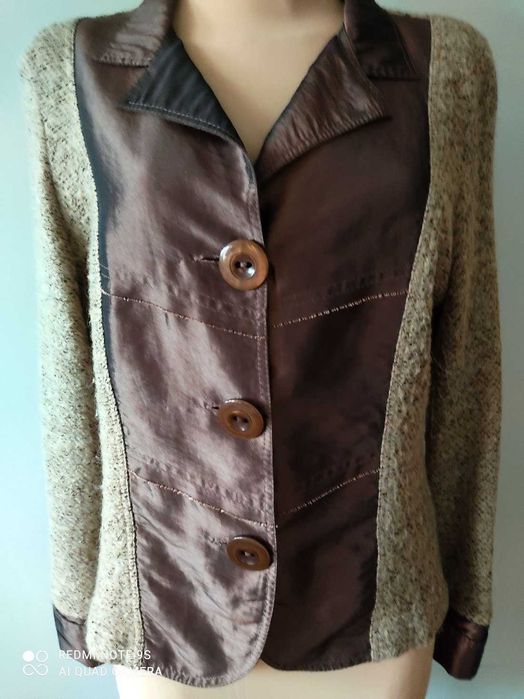 wizytowy żakiet atłas dzianina r.44