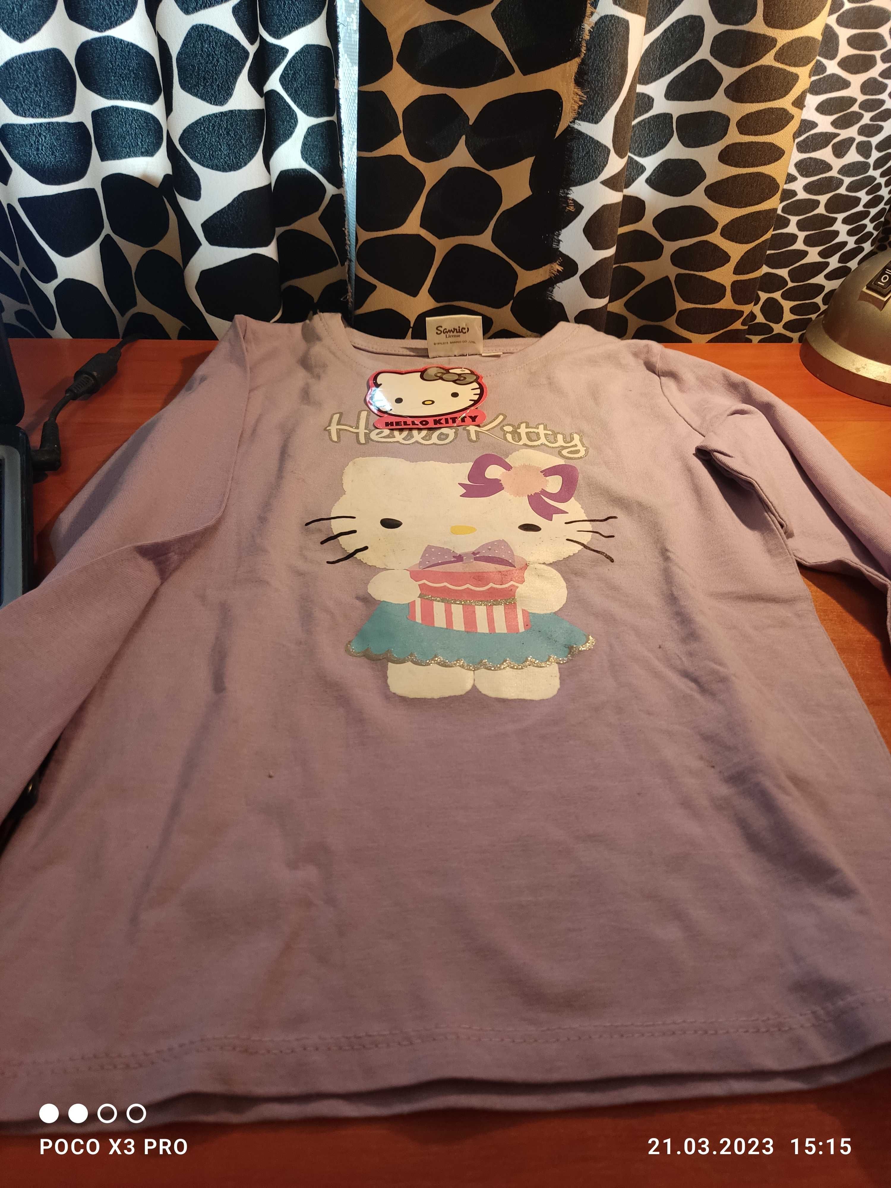 Bluzka dziewczęca z długim rękawem Hello Kitty rozmiar 128