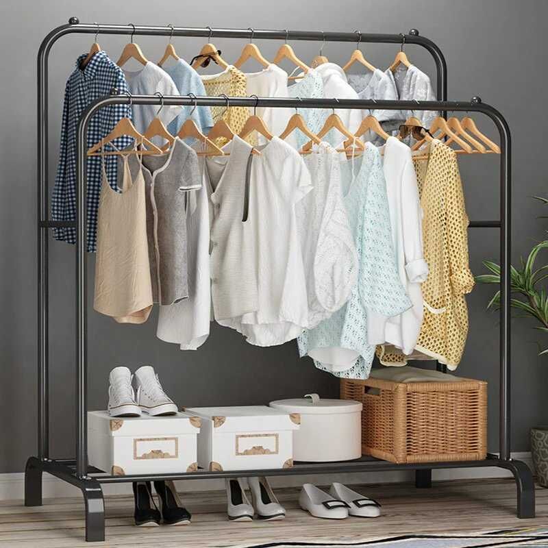 Подвійна стійка вішалка для одягу двойная вешалка Double Floor Hanger