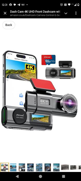 Zhiroad - відеореєстратор 4k, з wifi  та нічне бачення
