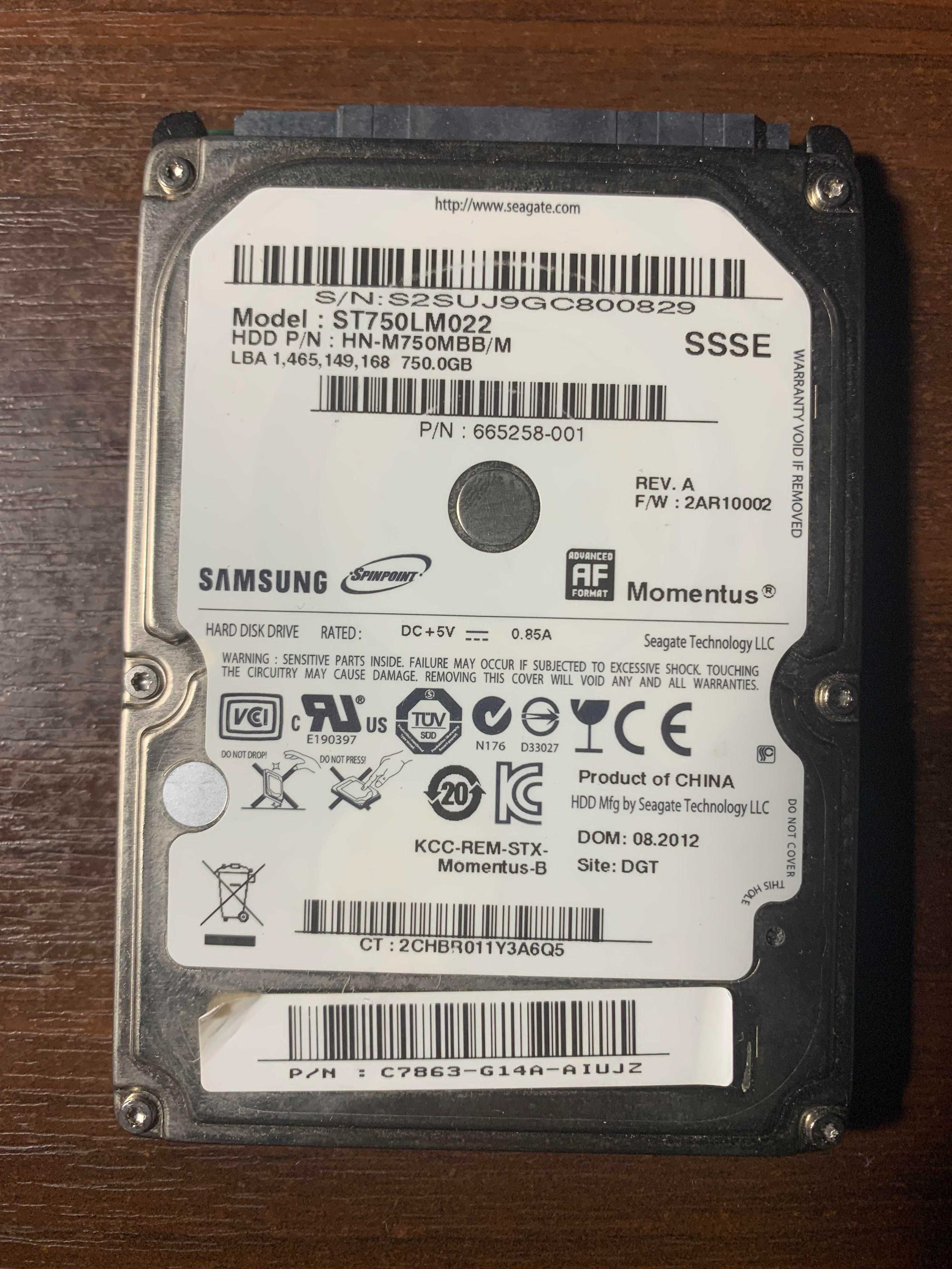 Жорсткий диск ST750LM022 HN-M750MBB 750.1 GB