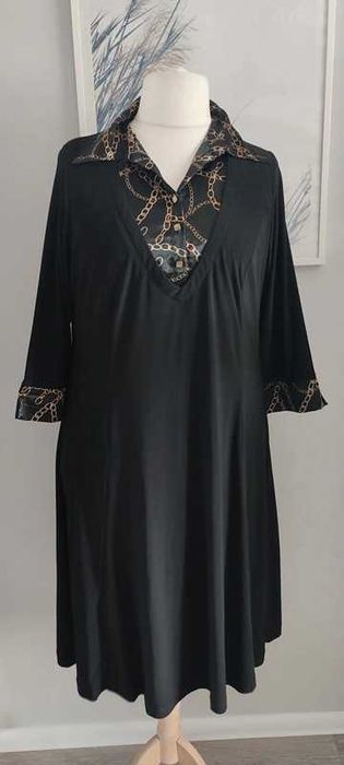 Sukienka elastyczna midi kołnierzyk 46/48