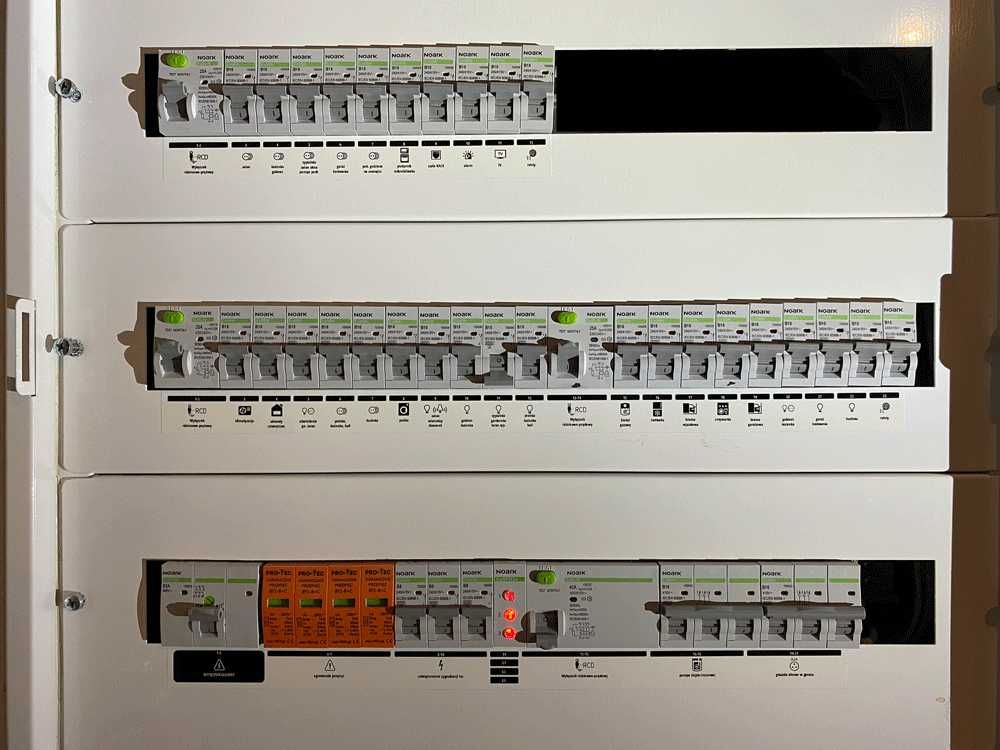 Naklejki na rozdzielnicę elektryczną opisy bezpieczniki