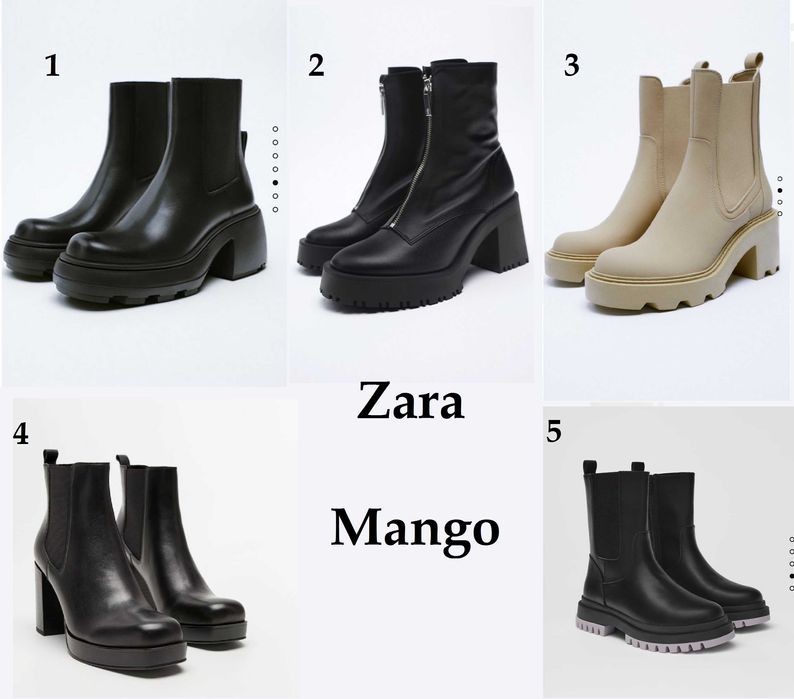 Шкіряні чоботи сапоги, ботінки zara, mango