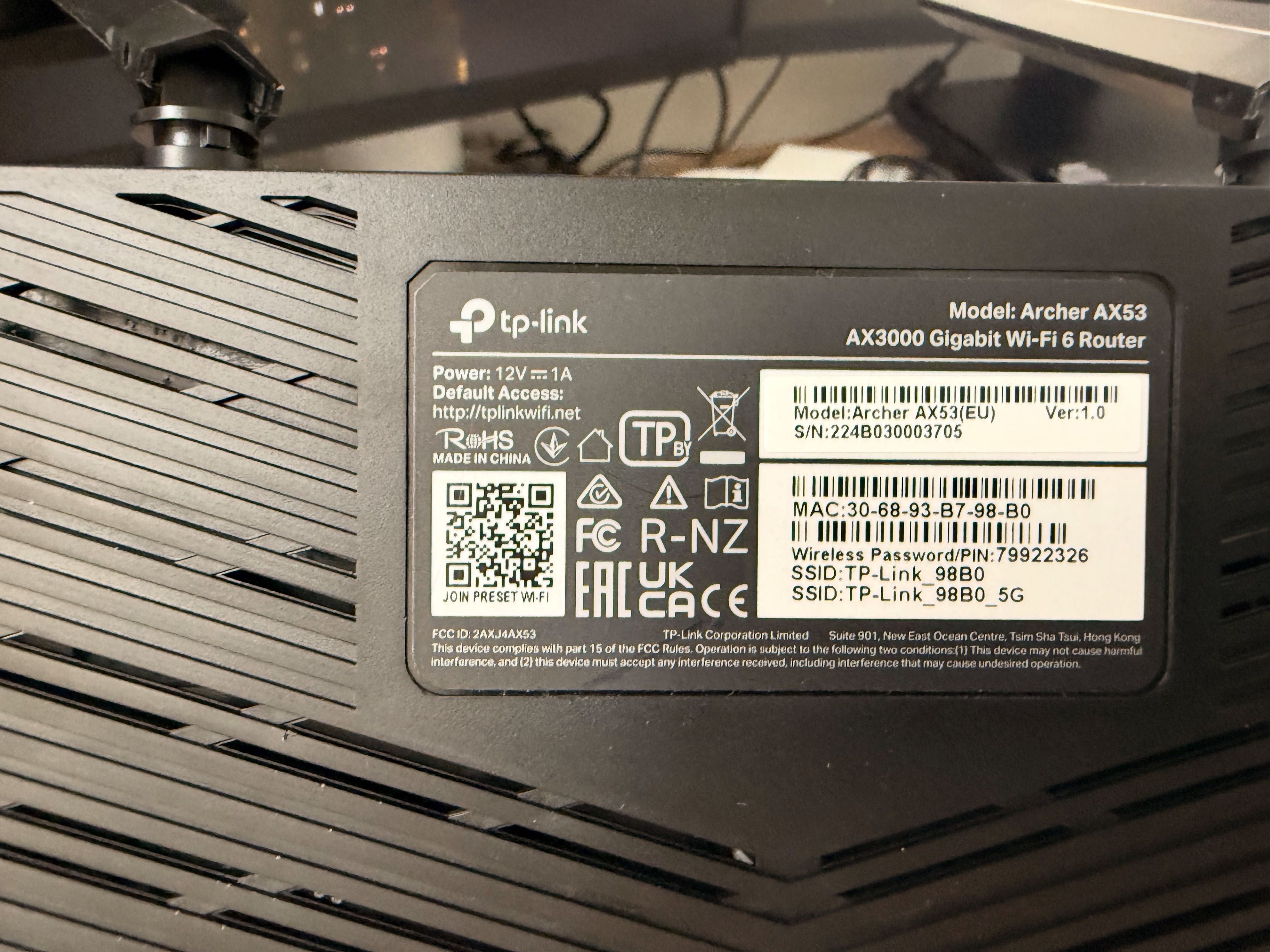 TP Link AX53 AX3000 Gigabit Wi-Fi 6 Router