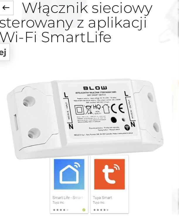 Przełącznik wi-fi tuya smart life app