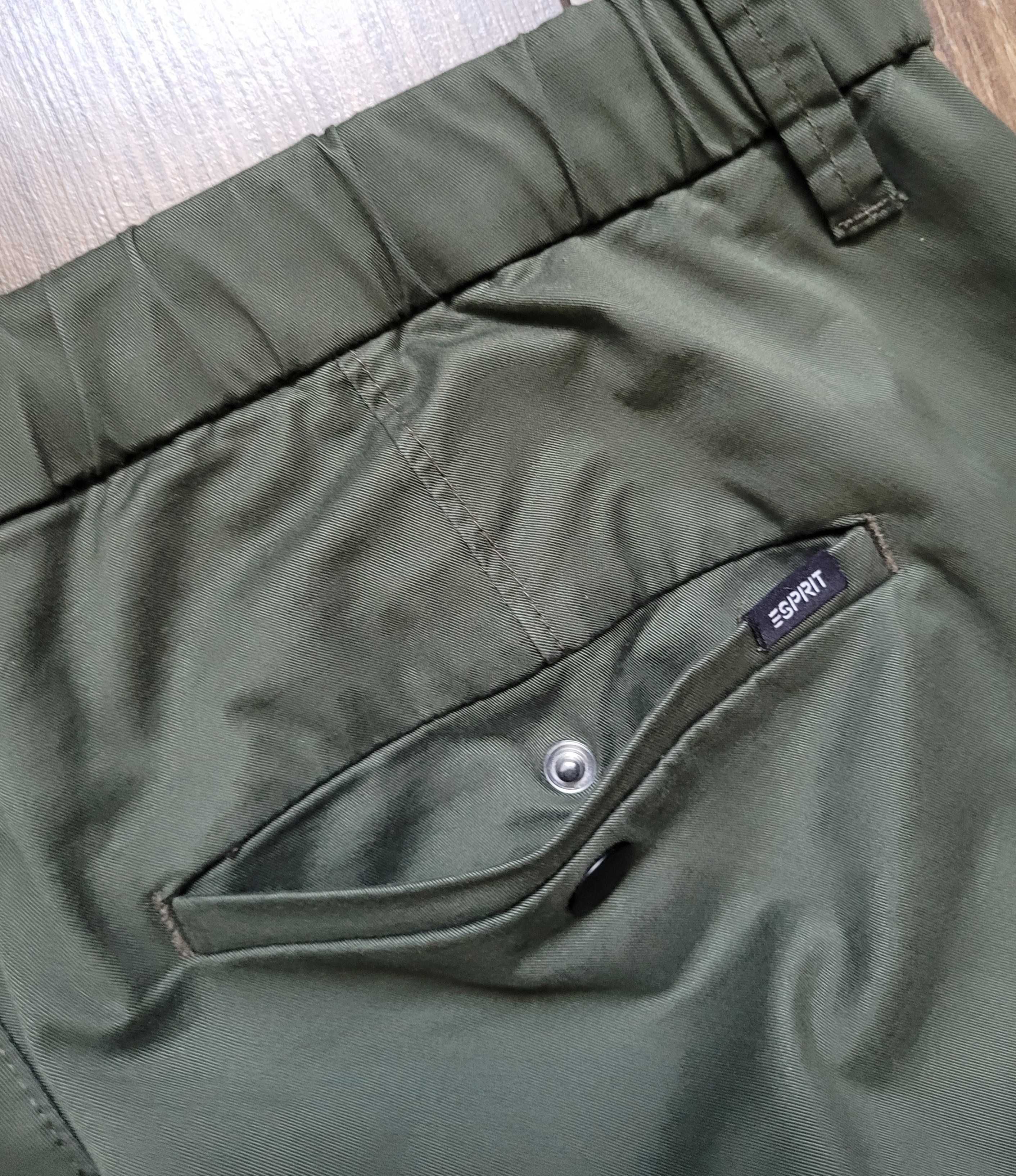 spodnie Esprit 33/34 relaxed slim 100% bawełna khaki do kostek