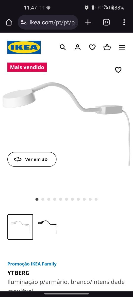 Candeeiro móvel Urshult IKEA branco