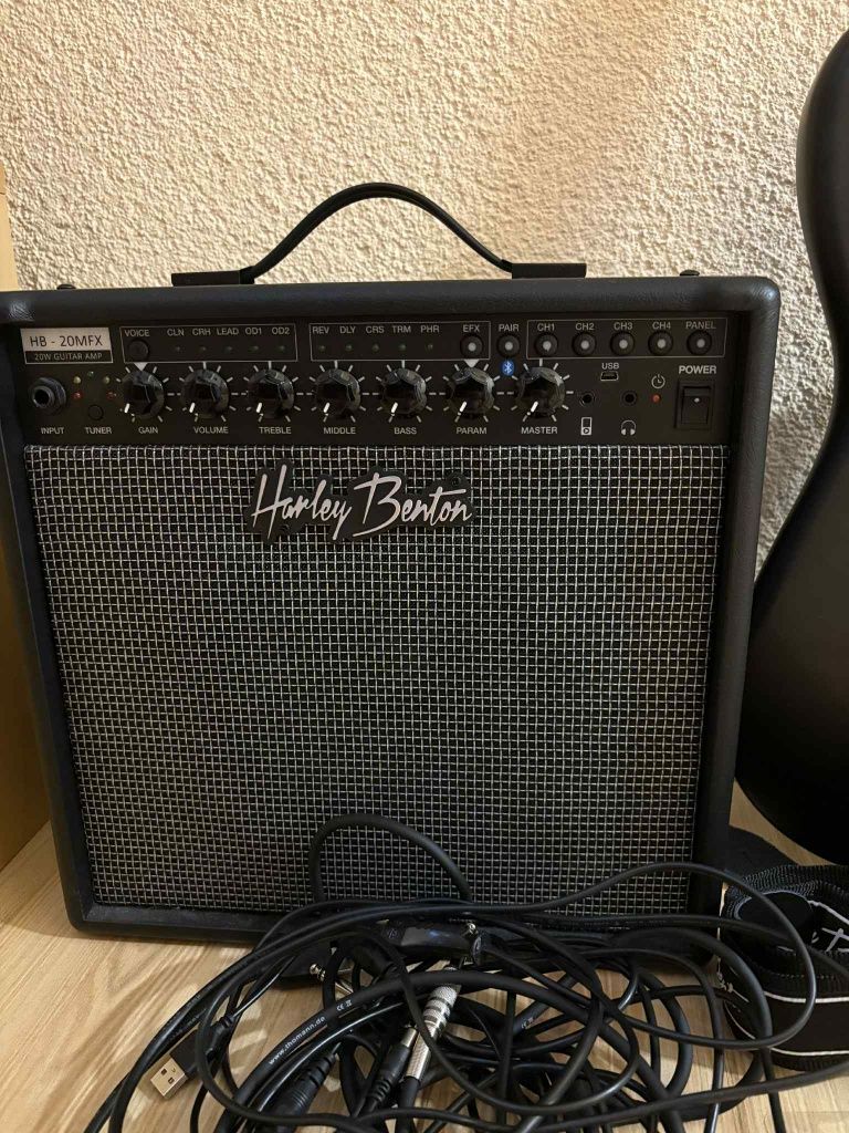 Gitara elektryczna  Harley Benton wraz ze wzmacniaczem