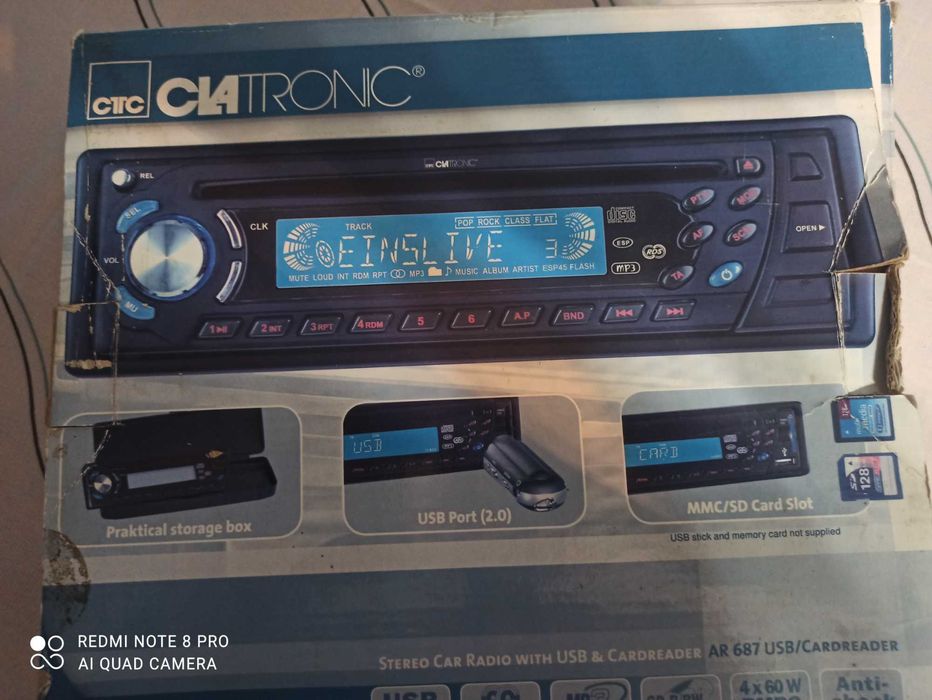 Autoradio clatronic com leitor cartão e porta usb