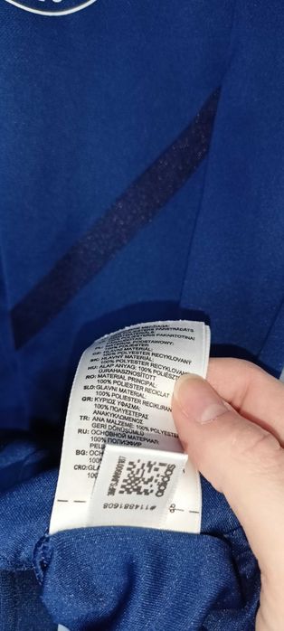 Granatowy bluzka sportowa w serek biała haftowane adidas Rozmiar M