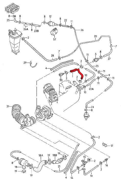 Przewód odmy Audi 200c3 2.2 20v turbo 3B