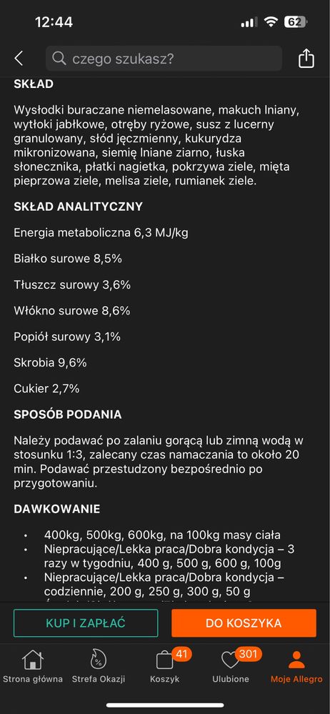 Grassland Mesz/mash dla konia, otwarty 14.5kg