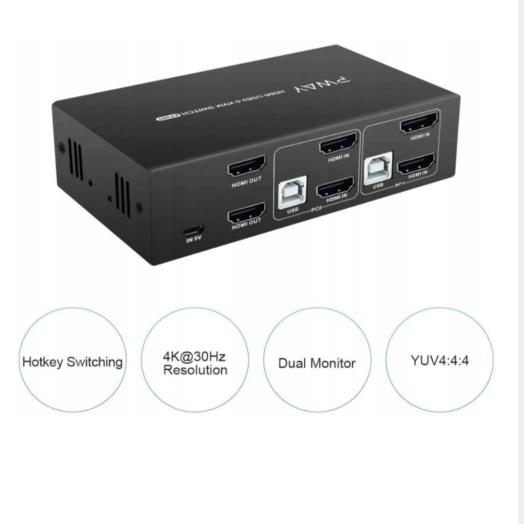 Przełacznik switch HDMI KVM PWAY 2 PORT USB 2.0