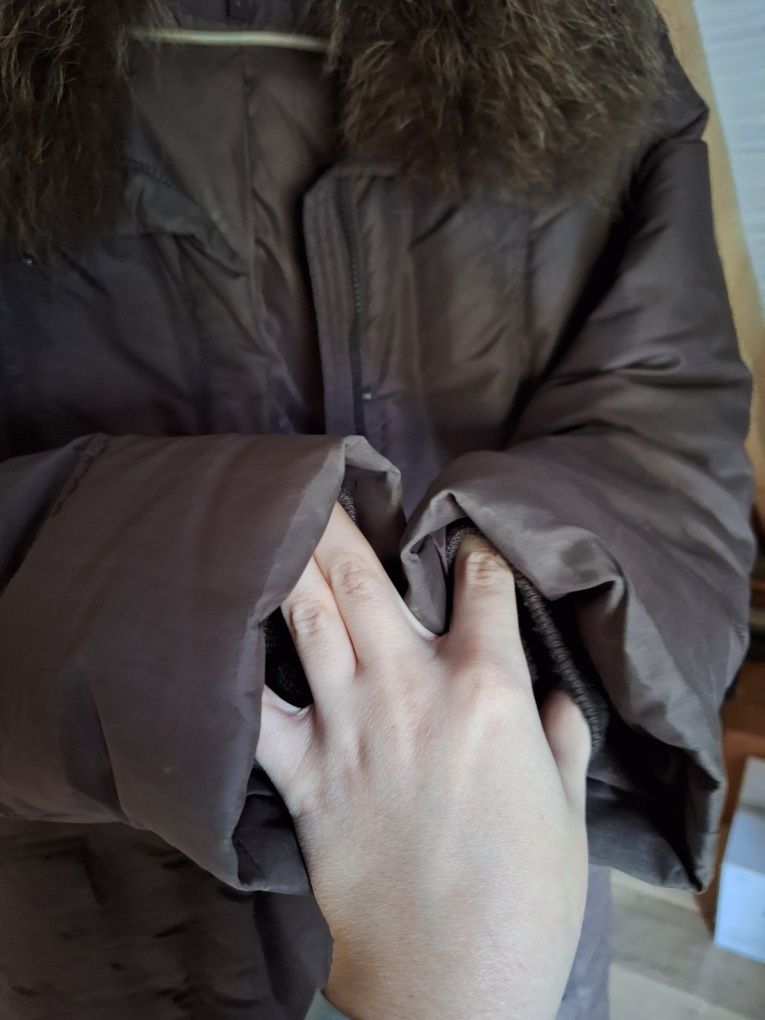 Пальто куртка пуховик з натуральним хутром, пухом