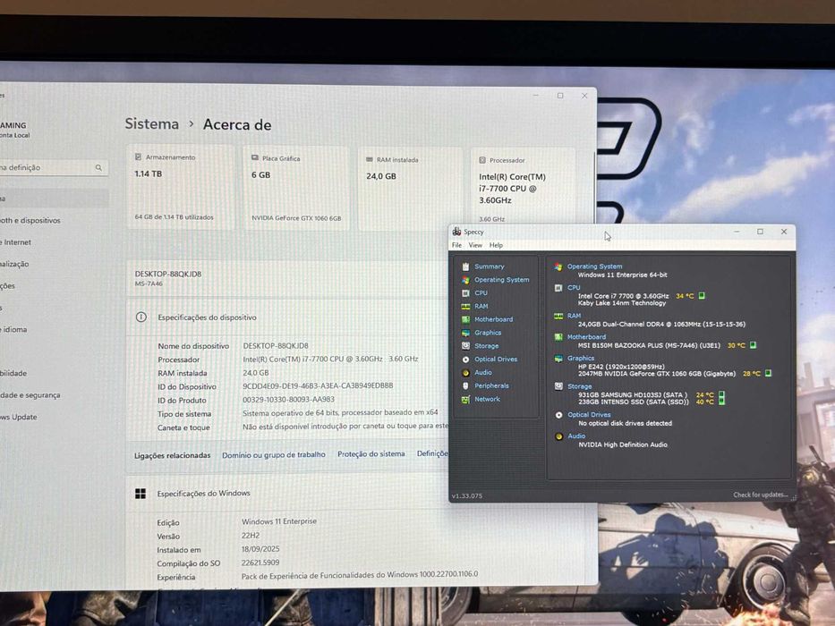 PC/Gaming Core i7/Nvidia 1060 6Gb/Monitor+ Periféricos
