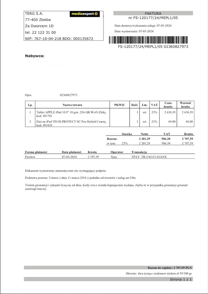 iPad WiFi 10 gen 256 Gb