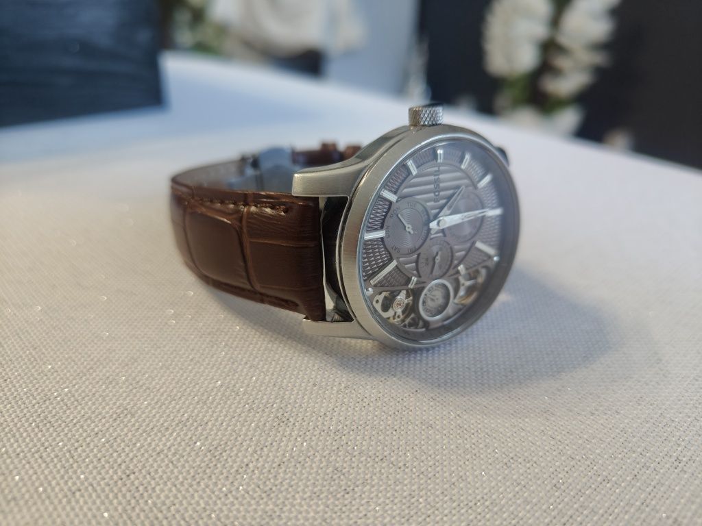 Zegarek męski Fossil ME1098 twist brown automatic brązowy