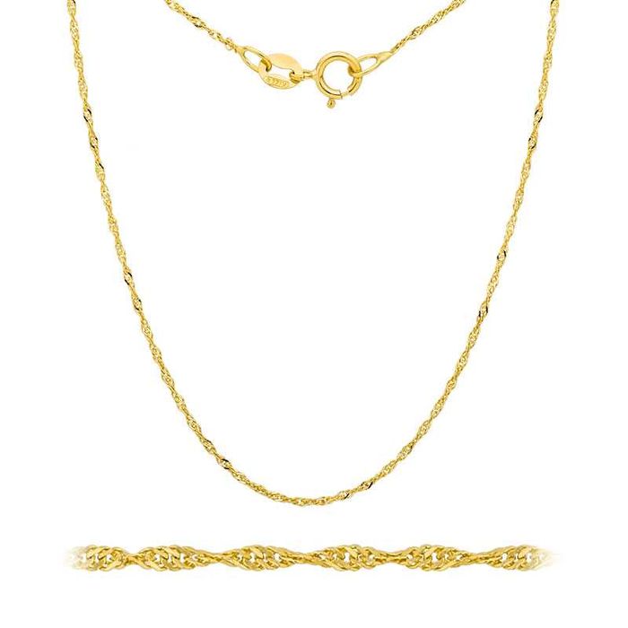 Złoty Łańcuszek 333 45 cm Singapur na Chrzest Komunię 45cm