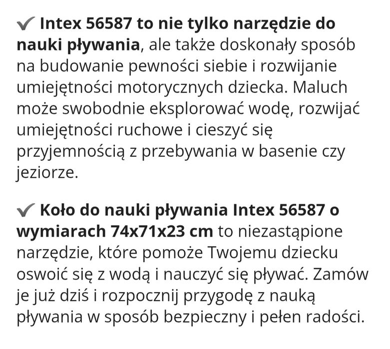 Koło do nauki pływania Intex