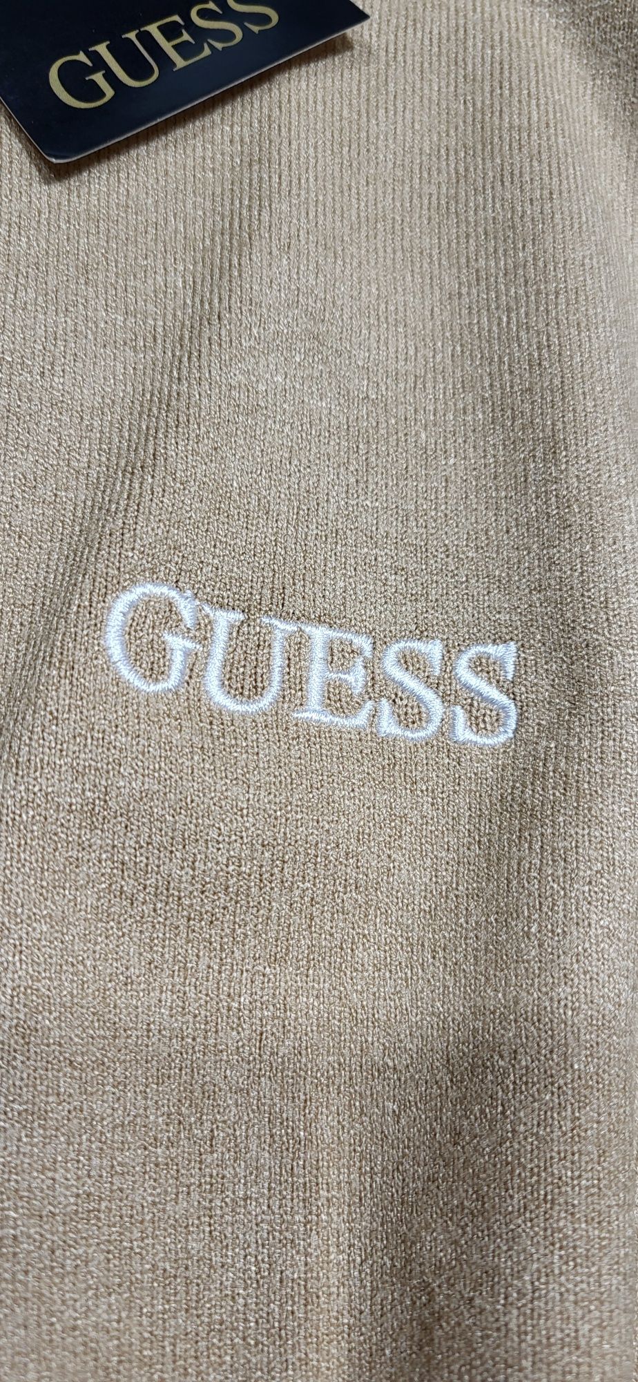 Zapinany sweter damski złote guziki jak kaszmir Logo guess uni