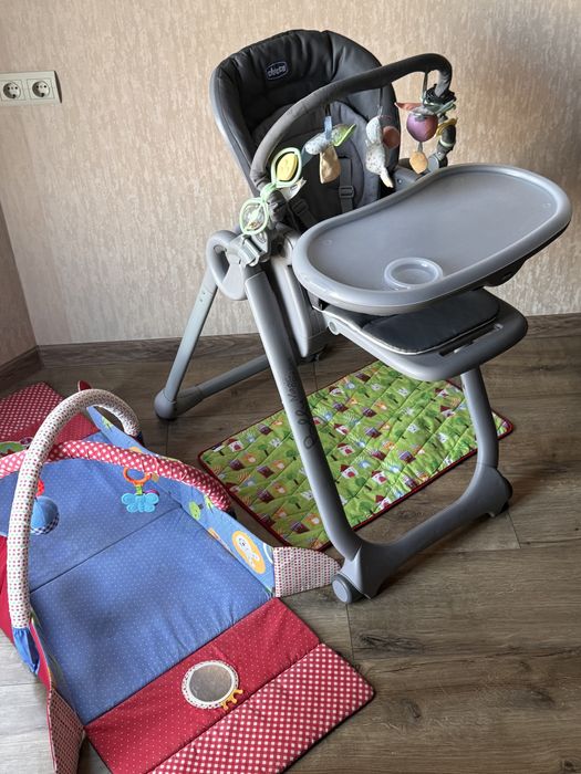 Стульчик для кормления 0+ Chicco polly magic relax + коврик детский