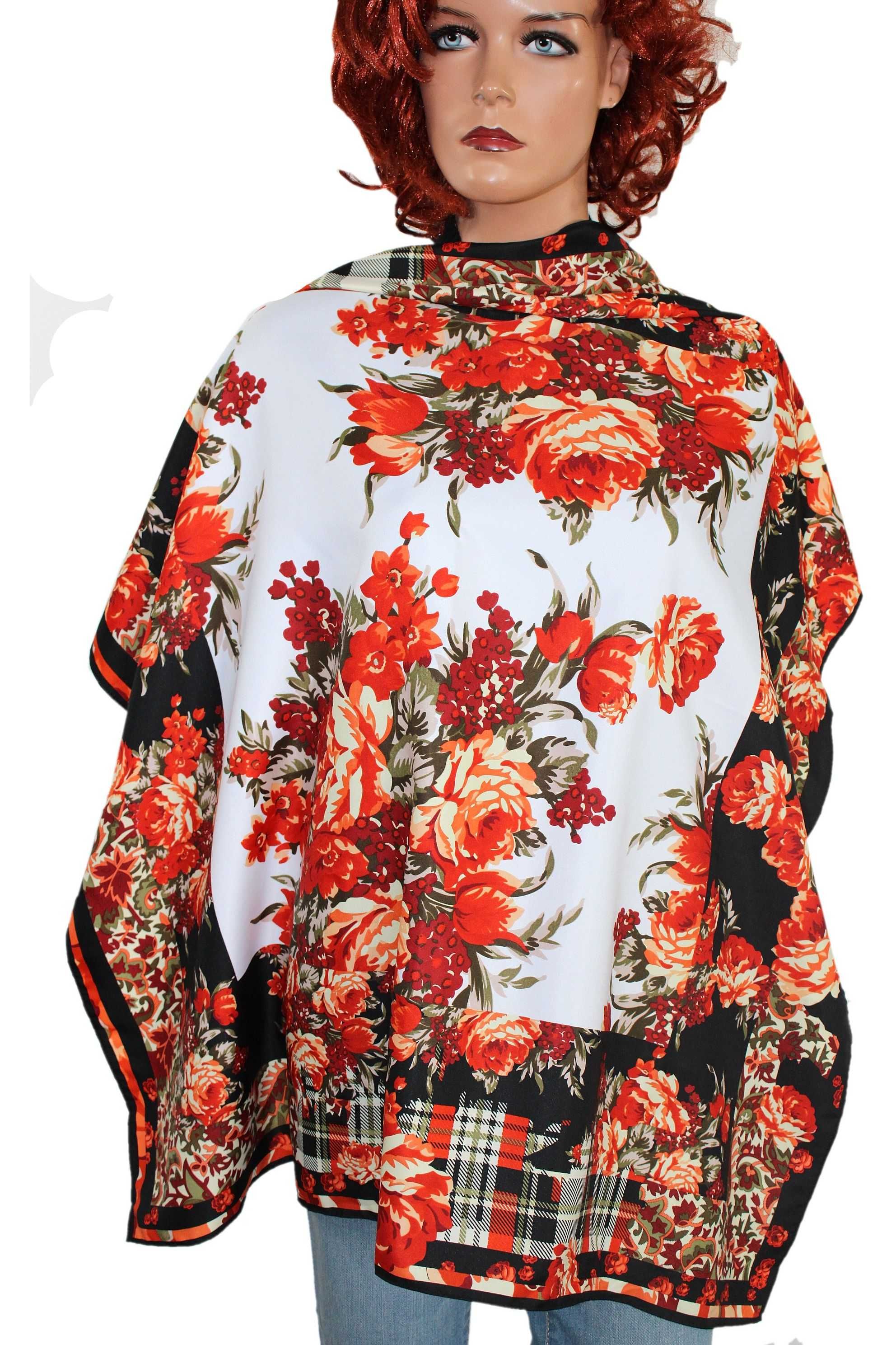 bb3 PURDEY Stylowa Chusta Apaszka Kwiaty 85x87