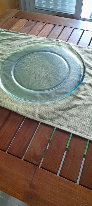 Prato servir vidro maciço 37 cm diâmetro