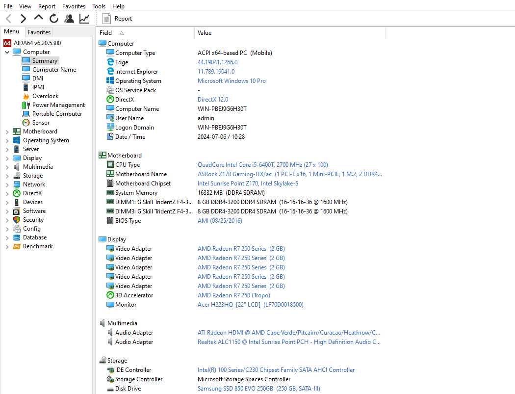 ПК COOLER MASTER Core i5-6400T/16GbDDR4/SSD 250 Samsung/AMD Radeon 2Gb