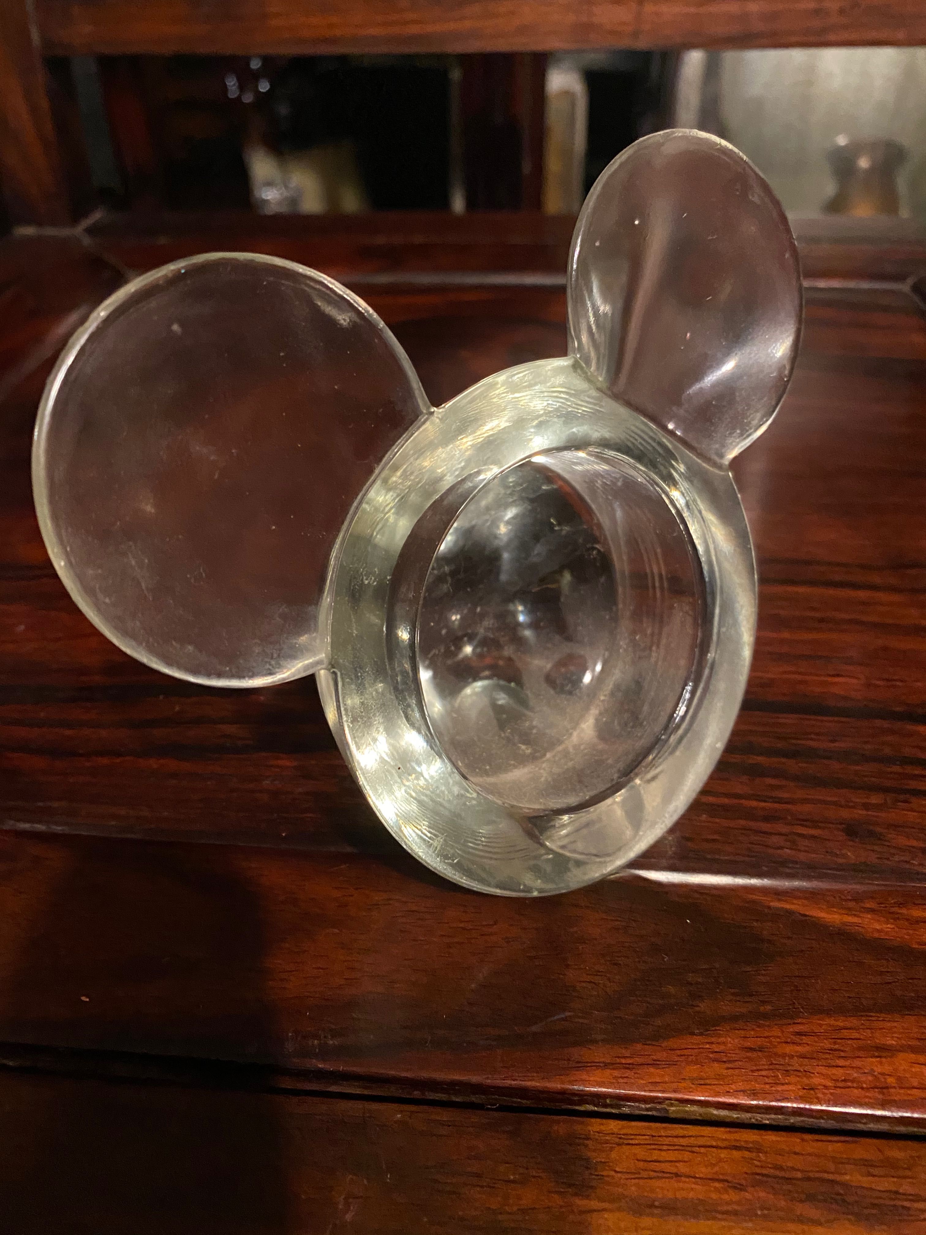 Pisa papéis Mickey Mouse em vidro Moldado peça vintage anos 60 12cm
