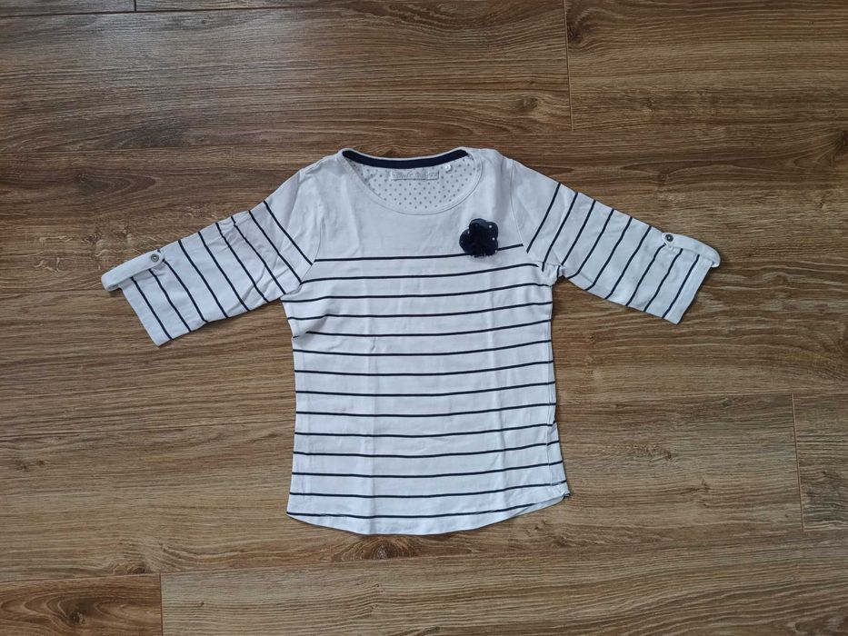 (r. 116) koszulka z rękawem 3/4 kwiatek pasy linie