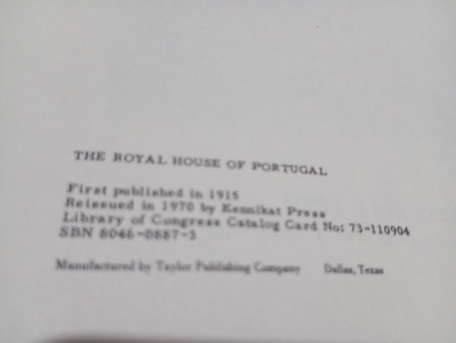 Livro "The Royal House of Portugal" 1970
