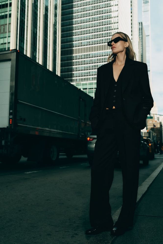 Чорний піджак із вовною та внутрішнім жилетом Zara (9260/296) розмір М
