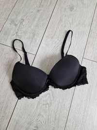 H&M czarny biustonosz z koronką push up 70B