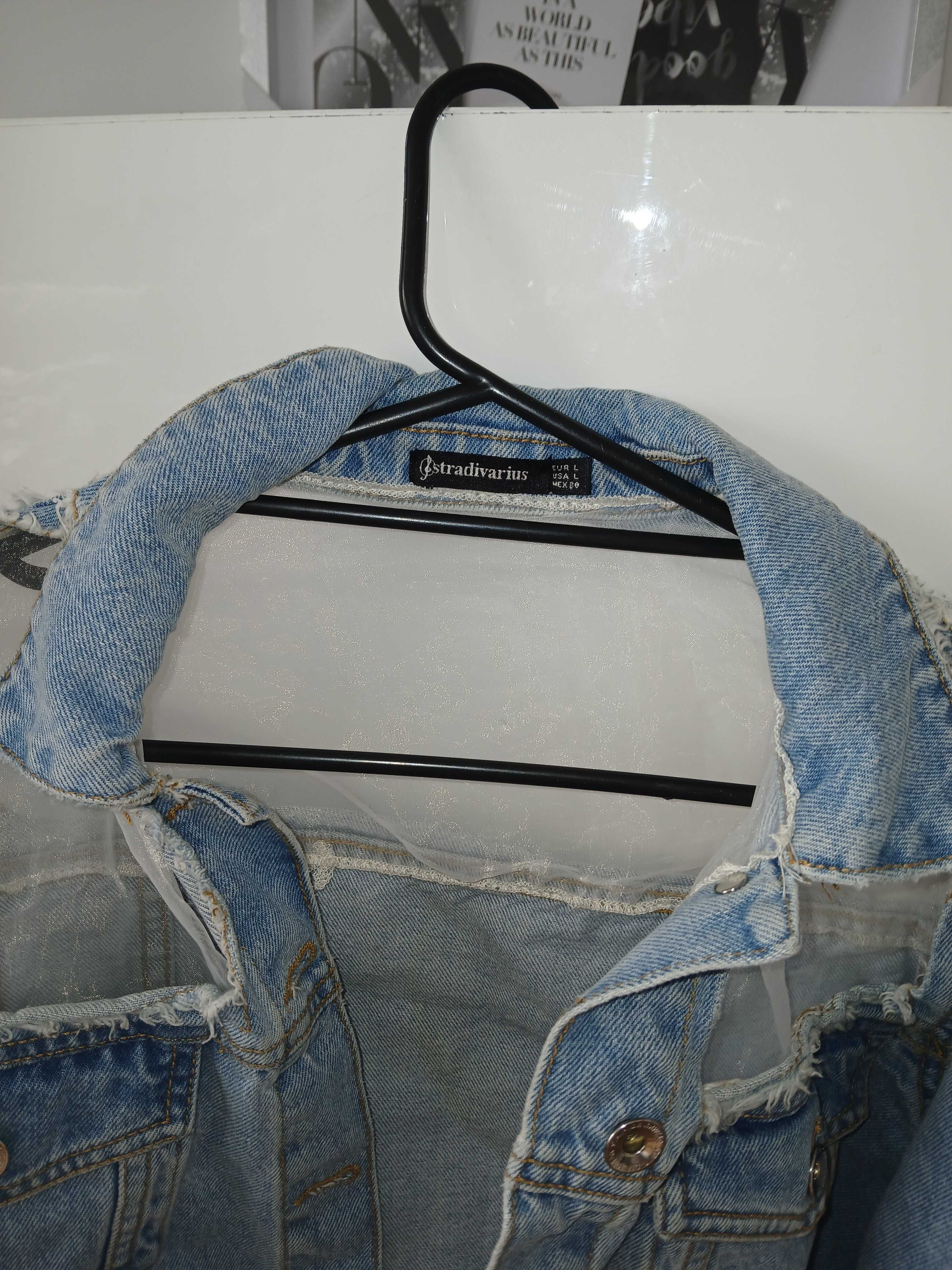 Jeansowa kurtka Stradivarius dziury limitowana