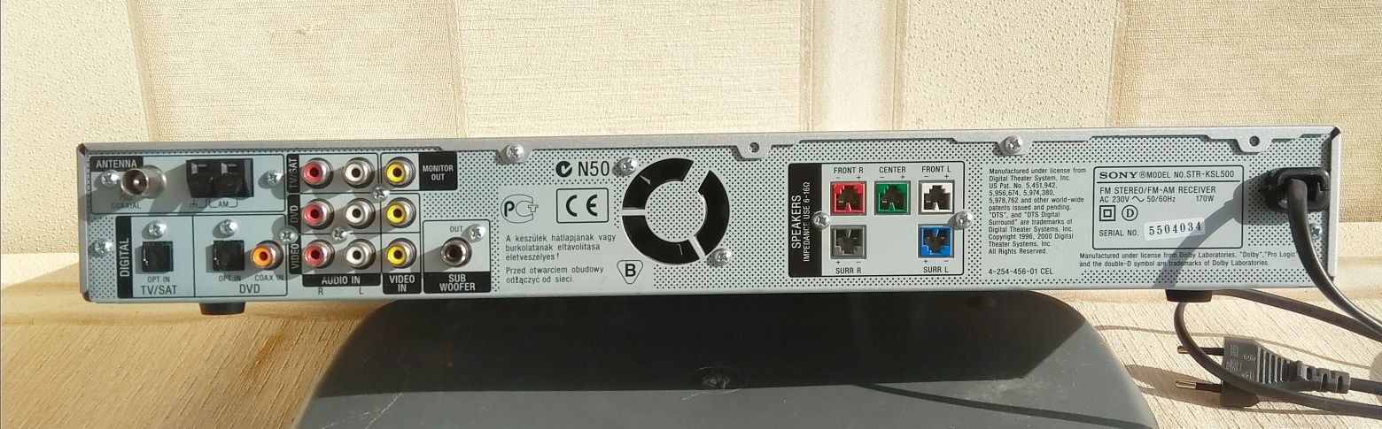 SONY Домашний кинотеатр RECEIVER STR-KSL500 c акустикой 5кол. DVD. TV