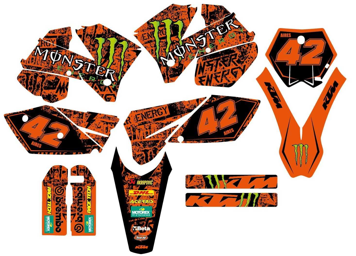 Kit Autocolantes ktm exc sx de 1998 a 2007