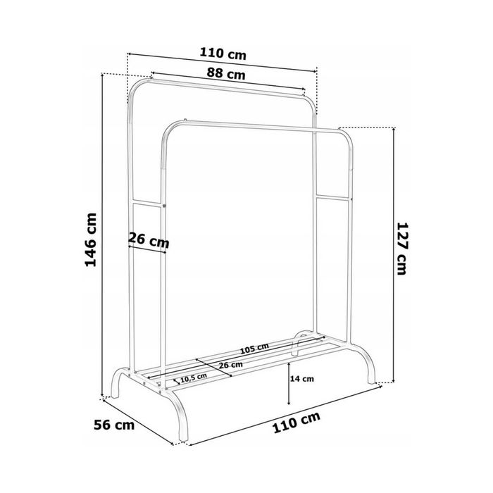 Mocny wieszak metalowy z półką na ubrania obuwie stojak NOWY!