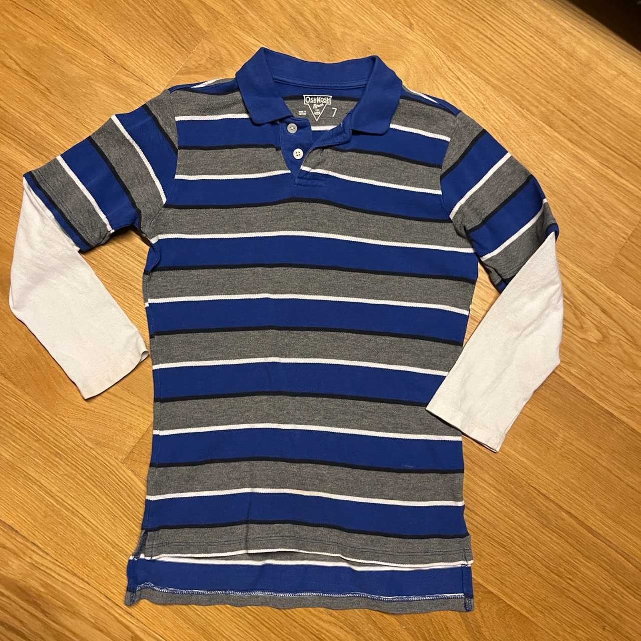 Niebiesko-szaro-biała bluzka polo OshKosh B'gosh 7L