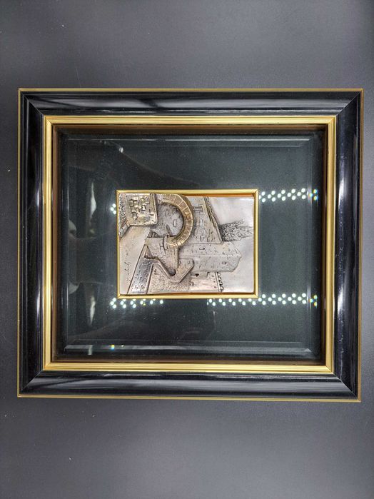 Obraz srebrny wypukły domy brama arkada włoski Giorgini L. 10g srebra