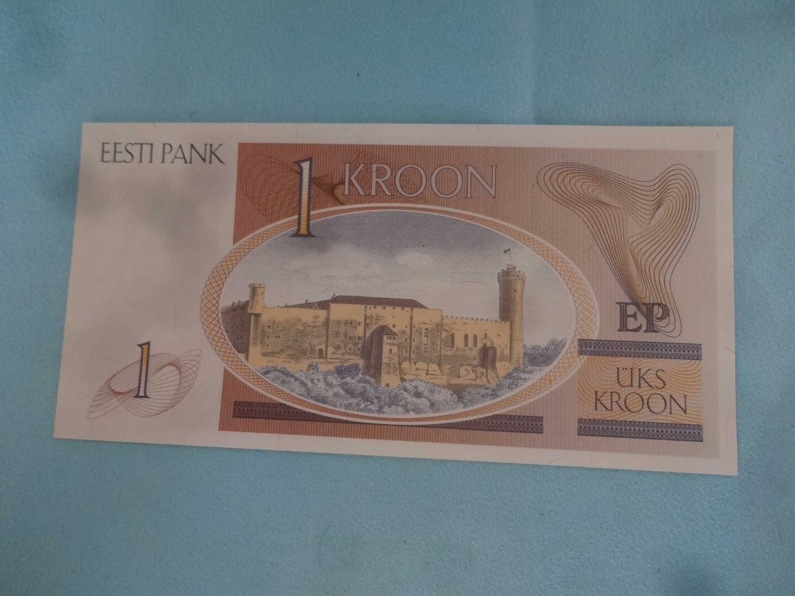 Banknot Estonia EESTI 1 Kroon UNC seria AD