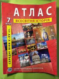 Атласи Всесвітня Історія 7-8 клас. + Контурна карта за 7 клас