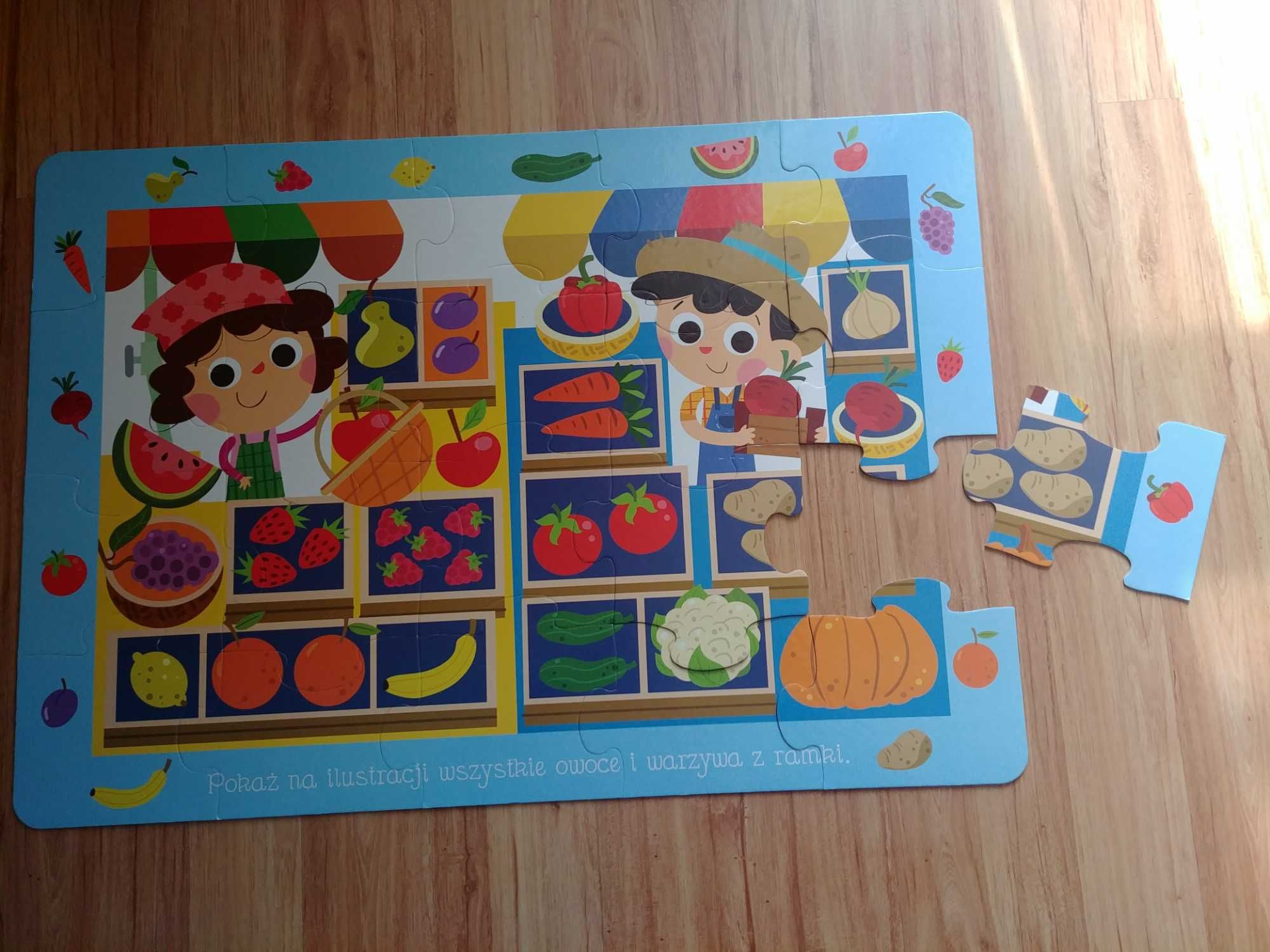 Duże puzzle dla malucha - 20 elementów, owoce i warzywa