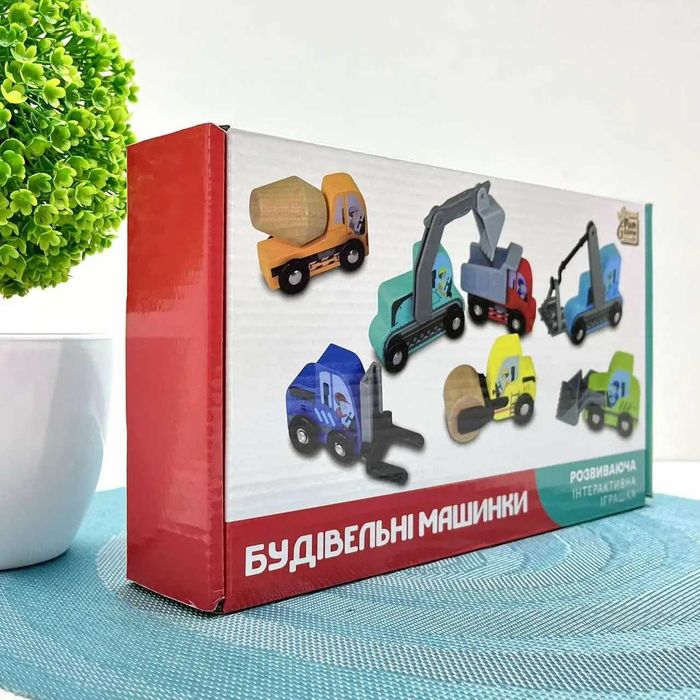 Будівельні машинки 4FUN Game Club Wood 7шт дерев'яні (76523) Розд/Дроп