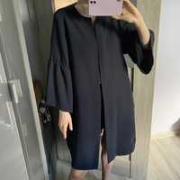 Narzutka H&M S/36 granatowa długa cienka rękaw 3/4 oversize luźna